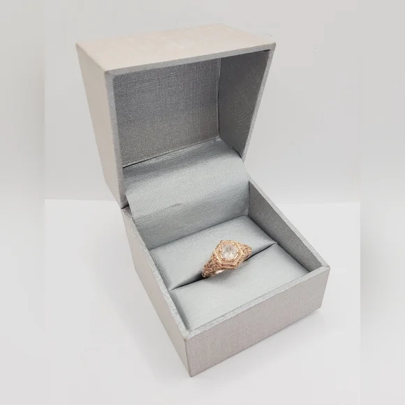 Genuine Round Morganite 14k Rose Gold - 925 Sterling Silver Filigree Floral Ring - Picture 8 of 8